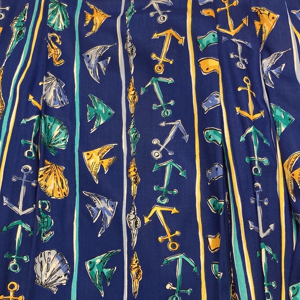 Pendleton Vintage Nautical Novelty Print Rayon Pleated Midi Skirt Grandmacore 16 - Picture 7 of 8